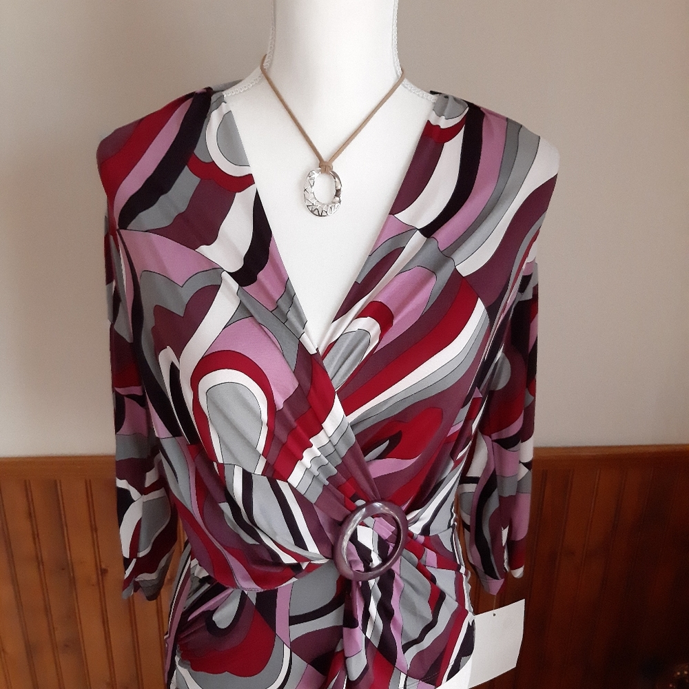 NWT Caribe Multicolor Blouse size Petite Medium - Picture 8 of 12
